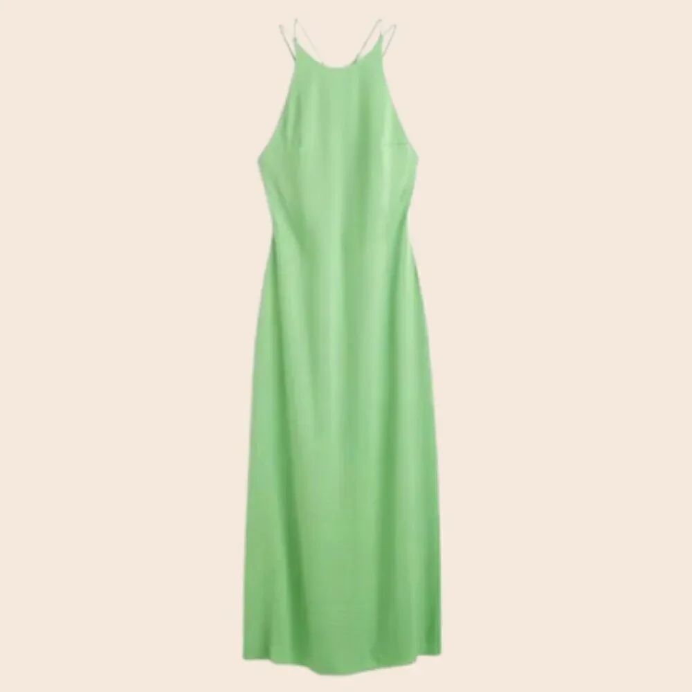 H&M Green Halter Strappy Back Midi Dress Size Small NWT